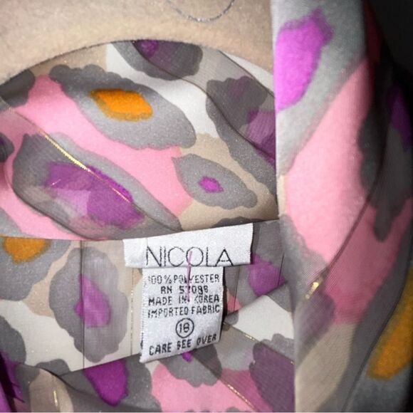 Vintage NICOLA Animal Print Hidden Button Front Long Sleeve Blouse Top - Picture 6 of 8